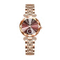 Labaoli LA729 Quartz Watch - Live Edition Women's Luxury Diamond-Cut Glass Crystal Faceted Dial Luminous Hands Crystal 6H Small Seconds Rose Gold Steel Link Bracelet Wristwatch