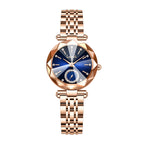 Labaoli LA729 Quartz Watch - Live Edition Women's Luxury Diamond-Cut Glass Crystal Faceted Dial Luminous Hands Crystal 6H Small Seconds Rose Gold Steel Link Bracelet Wristwatch