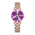 Labaoli LA729 Quartz Watch - Live Edition Women's Luxury Diamond-Cut Glass Crystal Faceted Dial Luminous Hands Crystal 6H Small Seconds Rose Gold Steel Link Bracelet Wristwatch