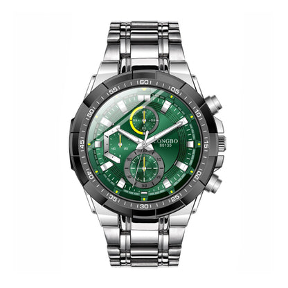 LONGBO LA80135G Live Edition Men's Sport Quartz Watch - 47mm Case Sporty Multi-Subdial Design Stainless Steel Bracelet Wristwatch