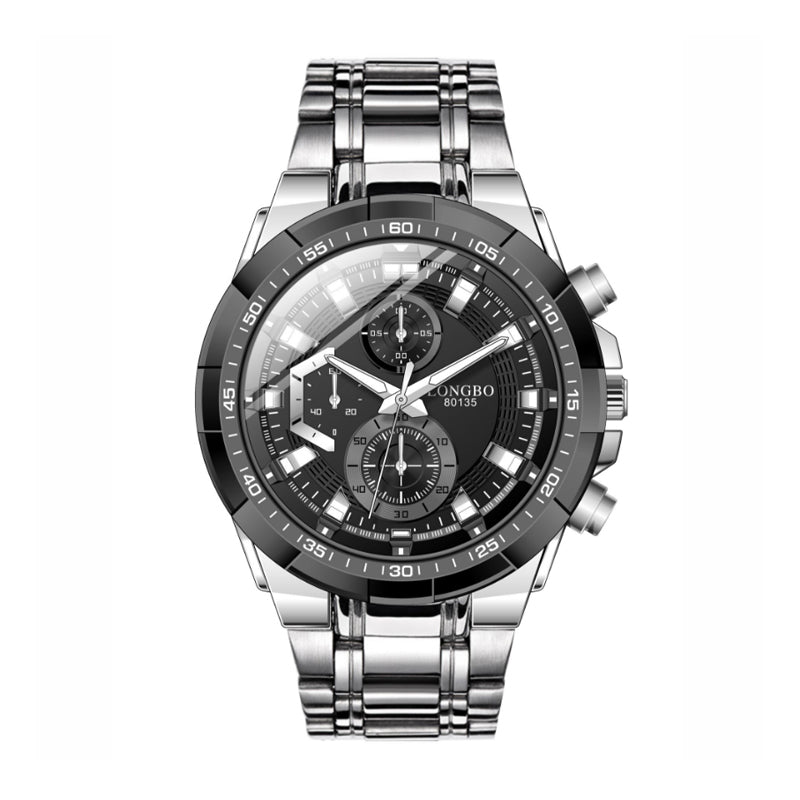 LONGBO LA80135G Live Edition Men's Sport Quartz Watch - 47mm Case Sporty Multi-Subdial Design Stainless Steel Bracelet Wristwatch