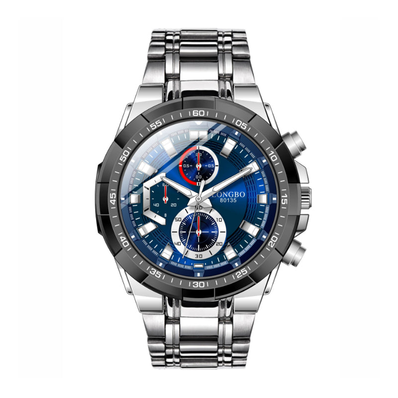 LONGBO LA80135G Live Edition Men's Sport Quartz Watch - 47mm Case Sporty Multi-Subdial Design Stainless Steel Bracelet Wristwatch