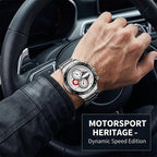 LONGBO LB80131 Live Edition Men's Tachymeter Racing Quartz Watch - 45mm Silver Case Decorative Subdials Metal Band Wristwatch