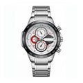 LONGBO LB80131 Live Edition Men's Tachymeter Racing Quartz Watch - 45mm Silver Case Decorative Subdials Metal Band Wristwatch