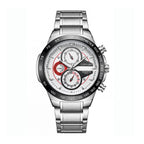 LONGBO LB80131 Live Edition Men's Tachymeter Racing Quartz Watch - 45mm Silver Case Decorative Subdials Metal Band Wristwatch