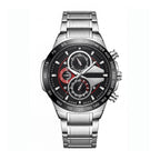 LONGBO LB80131 Live Edition Men's Tachymeter Racing Quartz Watch - 45mm Silver Case Decorative Subdials Metal Band Wristwatch