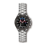 LONGBO LB80226G Live Edition Men's Aviation Pilot Quartz Watch - 46mm Silver Case World Time Bezel Multi-Gauge Dial Stainless Steel Bracelet Wristwatch