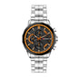 LONGBO LB80235G Live Edition Men's Sport Chrono Style Quartz Watch - 47mm Silver Case Orange Accent Black Dial Decorative Subdials Metal Band Wristwatch
