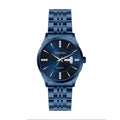 LONGBO LB80552G Quartz Watch - Live Edition Men's Modern Slim 38mm All-Blue Vacuum Plating Day-Date Luxury Twin-Crystal Index Steel Link Bracelet Wristwatch