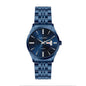 LONGBO LB80552G Quartz Watch - Live Edition Men's Modern Slim 38mm All-Blue Vacuum Plating Day-Date Luxury Twin-Crystal Index Steel Link Bracelet Wristwatch