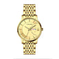 LONGBO LB80823G Quartz Watch - Live Edition Men's Modern Slim 39mm Full Gold Plating Day-Date Minimalist Baton Index Steel Link Bracelet Wristwatch