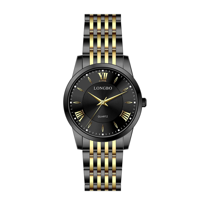 LONGBO LB83136G Quartz Watch - Live Edition Men's Classic Slim Executive XII Roman Index Multi-Bead Steel Link Bracelet Wristwatch