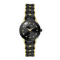 LONGBO LB83666G Quartz Watch - Live Edition Men's Two-Tone Black Gold Dial Slim Luminous Hands Steel Link Bracelet Wristwatch
