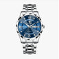 LONGBO LB83715G Quartz Watch - Live Edition Men's Luxury 41mm Faceted Diamond-Cut Crystal Day-Date Luminous Hands 3D Pyramid Steel Link Bracelet Wristwatch