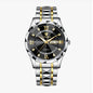 LONGBO LB83715G Quartz Watch - Live Edition Men's Luxury 41mm Faceted Diamond-Cut Crystal Day-Date Luminous Hands 3D Pyramid Steel Link Bracelet Wristwatch
