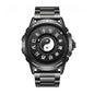 LONGBO LB83899 Quartz Watch - Live Edition Men's Tech 44mm Black Case No-Glass Magnetic Rolling Ball Pointerless Chinese Tai Chi Twelve Earthly Branches Theme Steel Link Bracelet Wristwatch