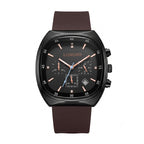 LONGBO LB83920 Live Edition Men's Modern Sport Watch - Sleek TV Shaped Rectangle Case Oil Pressed Dial 4:30 Date Lightweight Silicone Strap Wristwatch