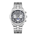 Yalalusi LX1012 Live Edition Men's Ultra-Slim Moonphase Quartz Watch - 41mm Case Filigree Diamond Dial Day Date Moonphase Subdials Metal Band Wristwatch