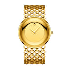 LX-1016 Quartz Watch - Live Edition Unisex Modern 40mm Ultra-Slim 8mm Case Faceted Cut Lens Full IPG Gold Plating Luxury 26mm Woven-Link Bracelet Timepiece