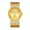 LX-1016 Quartz Watch - Live Edition Unisex Modern 40mm Ultra-Slim 8mm Case Faceted Cut Lens Full IPG Gold Plating Luxury 26mm Woven-Link Bracelet Timepiece