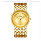 LX-1016 Quartz Watch - Live Edition Unisex Modern 40mm Ultra-Slim 8mm Case Faceted Cut Lens Full IPG Gold Plating Luxury 26mm Woven-Link Bracelet Timepiece