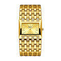 LX1044 Quartz Watch - Live Edition Luxury Horizontal Rectangular Gold Case Dual-Row Crystal Accent Bezel 31mm Wide Link Bracelet Wristwatch
