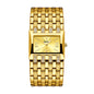 LX1044 Quartz Watch - Live Edition Luxury Horizontal Rectangular Gold Case Dual-Row Crystal Accent Bezel 31mm Wide Link Bracelet Wristwatch