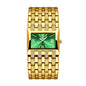 LX1044 Quartz Watch - Live Edition Luxury Horizontal Rectangular Gold Case Dual-Row Crystal Accent Bezel 31mm Wide Link Bracelet Wristwatch