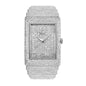 SOLLEN LX1082G Live Edition Men's Square Iced-Out Hip-Hop Quartz Watch - 54x40mm Full Crystal Case Roman Numeral Dial 36mm Wide Metal Band Wristwatch