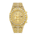 MFV366 Live Edition Men's Fully Iced Out Octagonal Quartz Watch - 46mm Case Gem Bezel Decorative Subdials Pave Diamond Dial 3H Date Metal Band Wristwatch