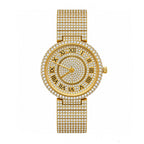 MISSFOX V377L Live Edition Men's Fully Iced Out Quartz Watch - 44mm Case Roman Numerals Pave Diamond Dial Coated Glass Metal Band Wristwatch
