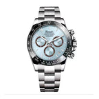 MOLDOA MLDA59 Live Edition Men's Tachymeter Bezel Chronograph Quartz Watch - 45mm Case Triple Subdial 4:30 Date Window Metal Band Wristwatch