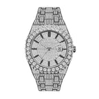 PRECIOUS 8243 Live Edition Men's Iced Out Watch - Luxury Large Crystal Bezel Pave Dial Date Window Metal Band Hiphop Sport Wristwatch