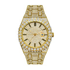 PRECIOUS 8243 Live Edition Men's Iced Out Watch - Luxury Large Crystal Bezel Pave Dial Date Window Metal Band Hiphop Sport Wristwatch