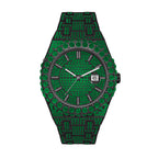 PRECIOUS 8243 Live Edition Men's Iced Out Watch - Luxury Large Crystal Bezel Pave Dial Date Window Metal Band Hiphop Sport Wristwatch