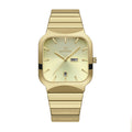 REWARD RD 611264M Quartz Watch - Live Edition Men's Retro TV-Shaped Full IPG Gold Stainless Steel Band Separated Day-Date Sunburst Dial Wristwatch