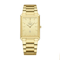 REWARD RD 613568M Quartz Watch - Live Edition Men's Classic Square Full IPG Gold Stainless Steel Band Ultra-Slim 8.5mm Case 6H Date Brushed Dial Wristwatch