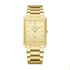 REWARD RD 613568M Quartz Watch - Live Edition Men's Classic Square Full IPG Gold Stainless Steel Band Ultra-Slim 8.5mm Case 6H Date Brushed Dial Wristwatch