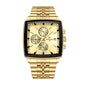 REWARD RD 81100M Quartz Watch - Live Edition Men's Luxury Rectangular Cushion Case Full Chronograph Luminous Hands Date Window Stainless Steel Band Wristwatch