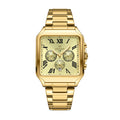 REWARD RD 812265M Quartz Watch - Live Edition Men's Luxury Square Case Full IPG Gold Roman Numerals Chronograph Luminous Hands Date Stainless Steel Band Wristwatch