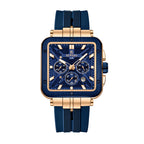 REWARD RD 833569M Quartz Watch - Live Edition Men's Luxury Bold Square Case Full Chronograph Luminous Hands Date Window Sport Silicone Strap Wristwatch