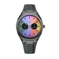 REWARD RD 932106M Quartz Watch - Live Edition Men's Ultra-Slim 8.7mm Case Dual Calendar Sub-Dials Luminous Hands Gradient Rainbow Dial Sport Silicone Strap Wristwatch