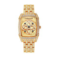 LOOK WORLD RKS1032 Live Edition Men's Iced Out Watch - Luxury Full Crystals Encrusted Tonneau Case Creative Spinning Kinetic Dial Metal Band Hiphop Wristwatch