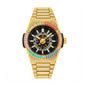 RKS RKS1159 Live Edition Men's Iced Out Watch - Luxury Rainbow Baguette Crystal Bezel Pave Dial Luminous Hands 6H Date Metal Band Hiphop Wristwatch