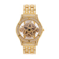 LOOK WORLD RKS245 Live Edition Men's Iced Out Watch - Luxury Full Crystals Encrusted Round Case Creative Spinning Star Dial Metal Band Hiphop Wristwatch