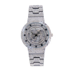 LOOK WORLD RKS257 Live Edition Men's Iced Out Watch - Luxury Full Crystals Encrusted Round Case Creative Spinning Dollar Sign Dial Metal Band Hiphop Wristwatch