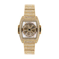 LOOK WORLD RKS267 Live Edition Men's Iced Out Watch - Luxury Full Crystals Encrusted Cushion Case Creative Rotating Spinning Dial Metal Band Hiphop Wristwatch