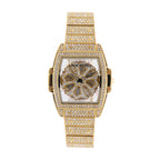 LOOK WORLD RKS267 Live Edition Men's Iced Out Watch - Luxury Full Crystals Encrusted Cushion Case Creative Rotating Spinning Dial Metal Band Hiphop Wristwatch