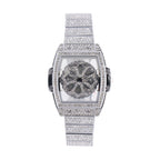 LOOK WORLD RKS267 Live Edition Men's Iced Out Watch - Luxury Full Crystals Encrusted Cushion Case Creative Rotating Spinning Dial Metal Band Hiphop Wristwatch