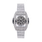 LOOK WORLD RKS267 Live Edition Men's Iced Out Watch - Luxury Full Crystals Encrusted Cushion Case Creative Rotating Spinning Dial Metal Band Hiphop Wristwatch